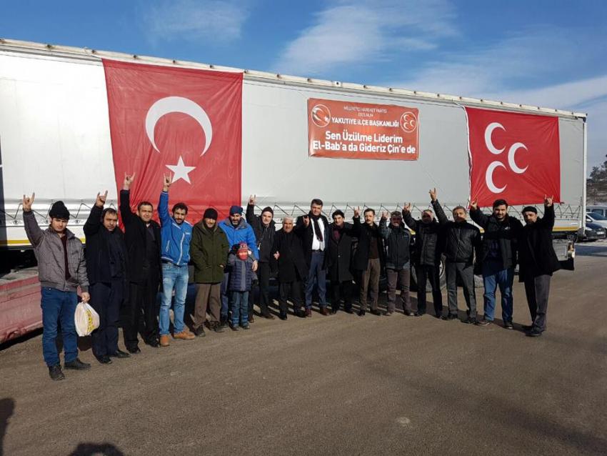 MHP Yakutiye İlçe Teşkilatı, Halep'e yardım konvoyunu yolcu etti...